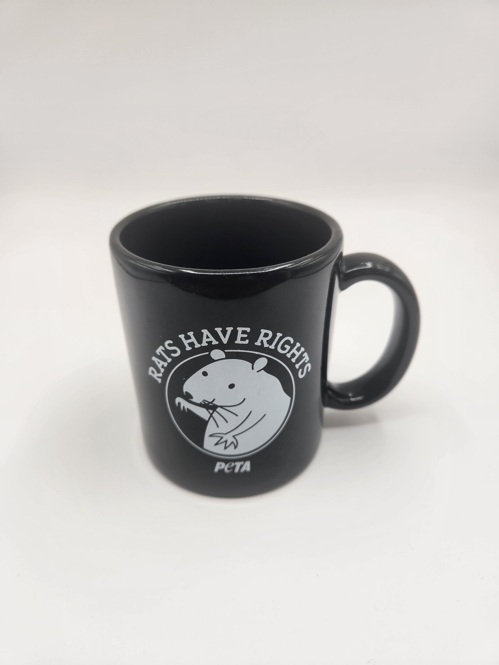 PETA Rats Have Rights Black Ceramic Coffee Mug 11 oz Animal Advocacy